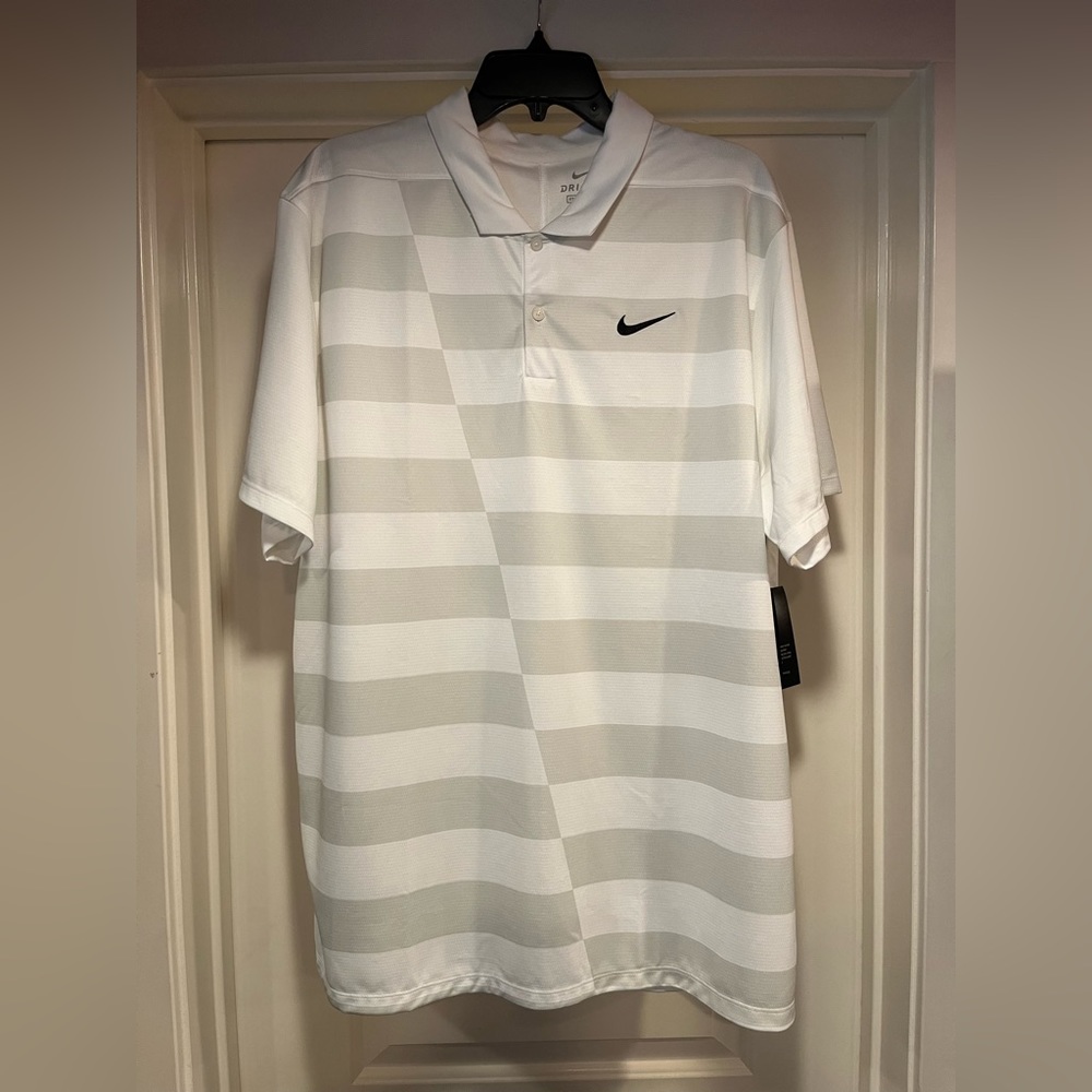 Nike Dry Graphic Hacked Stripe Golf Polo Shirt Mens XL White CK5921 100 New Tag
